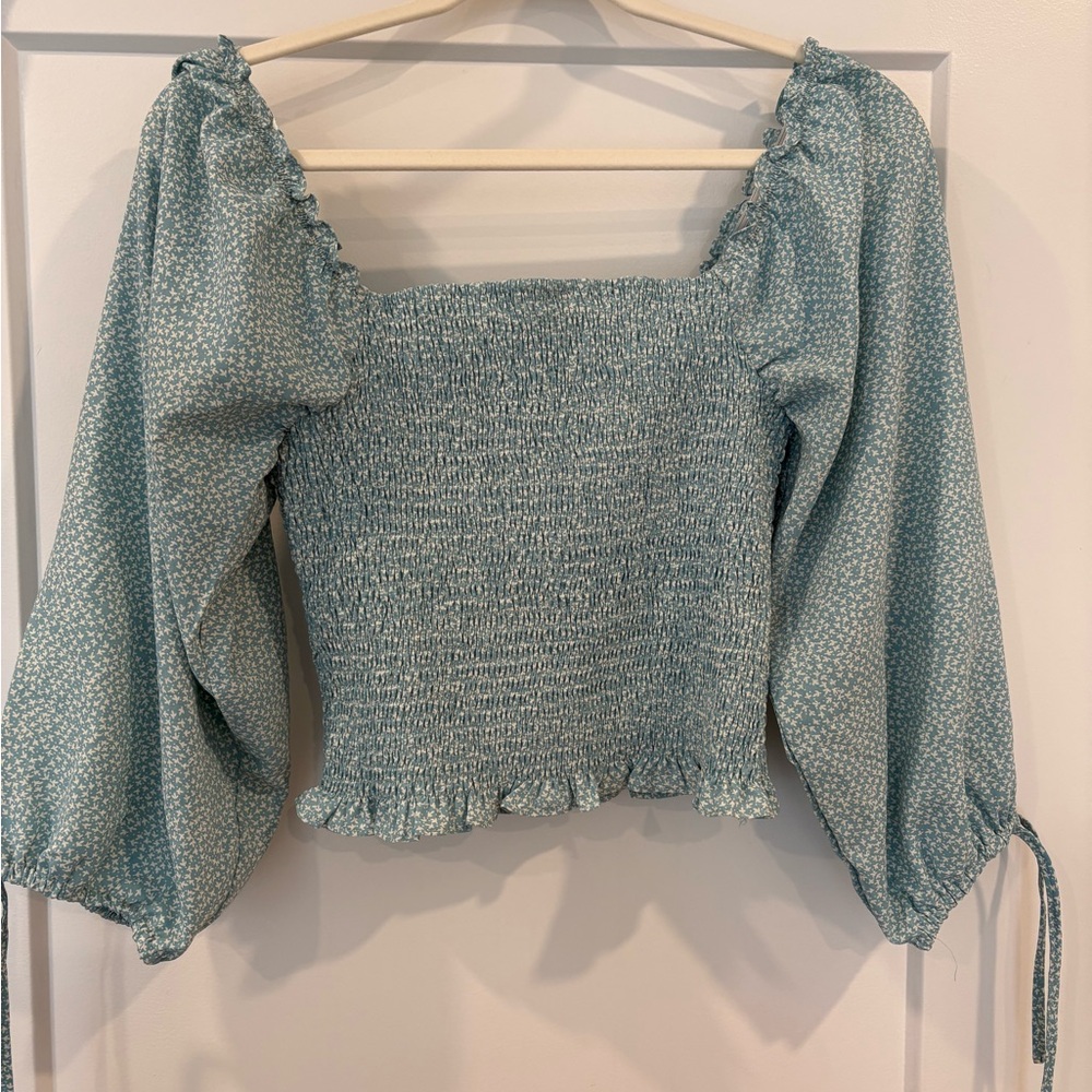 Princess Polly Light Blue Patterned Blouse